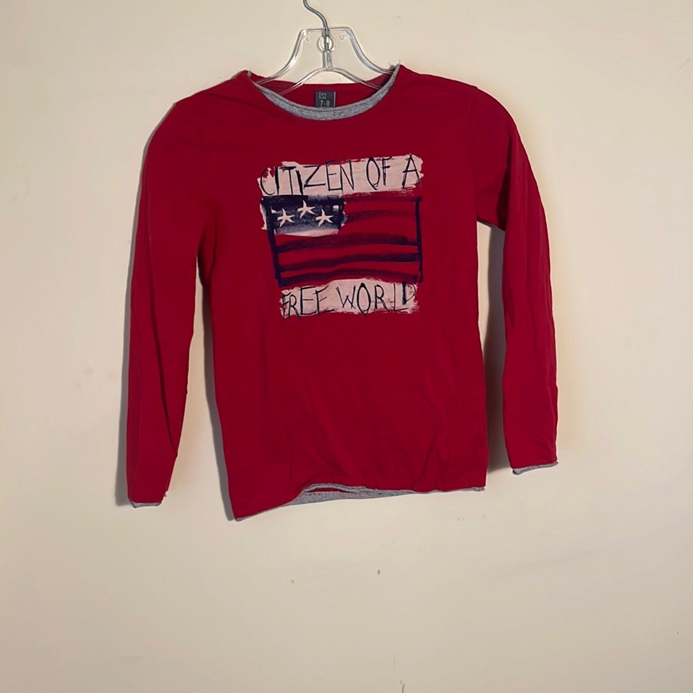 Zara Boys Red long Sleeve Graphic T Shirt America